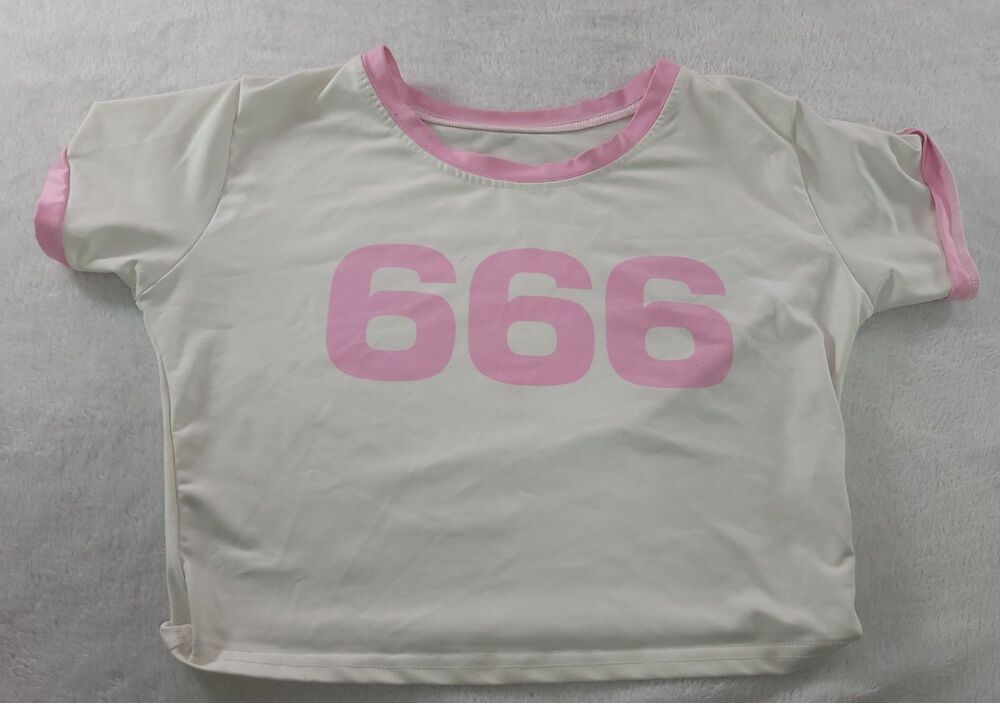 Kawaii Pastel Pink 666 Halloween Crop Top T-Shirt Goth Mall Goth Grunge XS/S